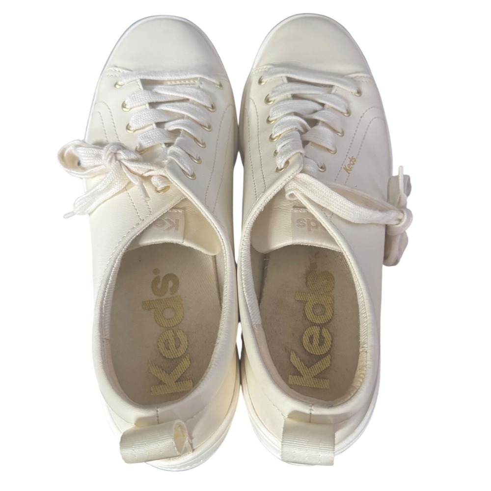 Keds Sklyers Light Cream Leather‎ Platform Heel Sneakers Size 9.5